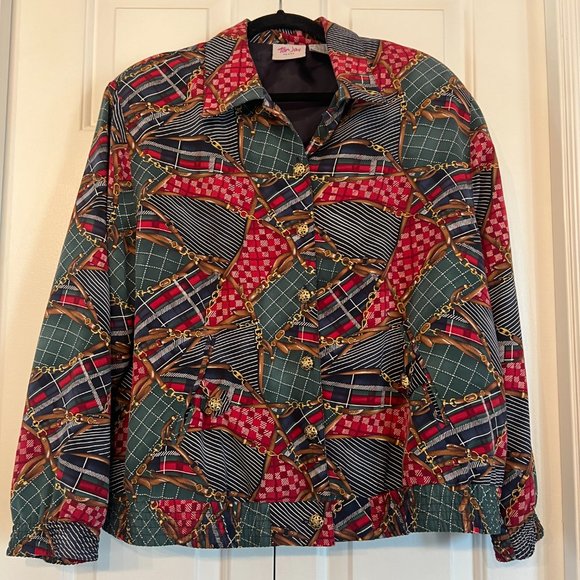 Vintage Bomber Jacket with Gold Buttons and Pockets - Picture 1 of 8